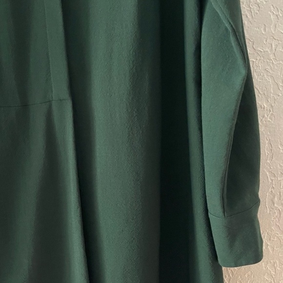 Akris Midi Dress Shirtdress Wool Emerald Green Asymmetrical Classic Minimal 10 - Picture 7 of 12